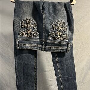 Women's Blue Jeans with Embroidered Pockets